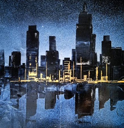 "Elios", Série Rêveries urbaines, acrylique et feutre posca sur toile, 50x50cm, pièce unique, signée, vendue